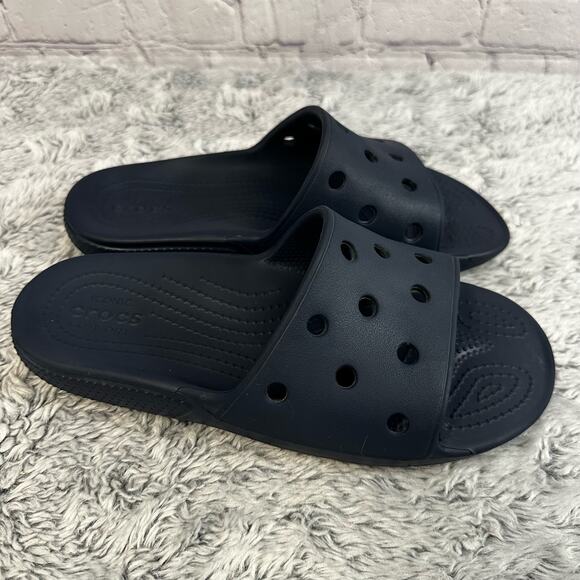 Crocs Iconic Comfort Classic Slide Navy Sandals Unisex Women's 10 Men's 8 - Picture 5 of 8
